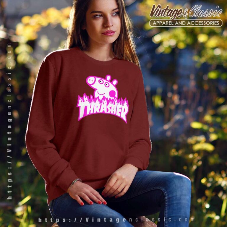 Thrasher Peppa Pig Flame Parody Sweatshirt Thrasher Peppa Pig Flame Parody Sweatshirt