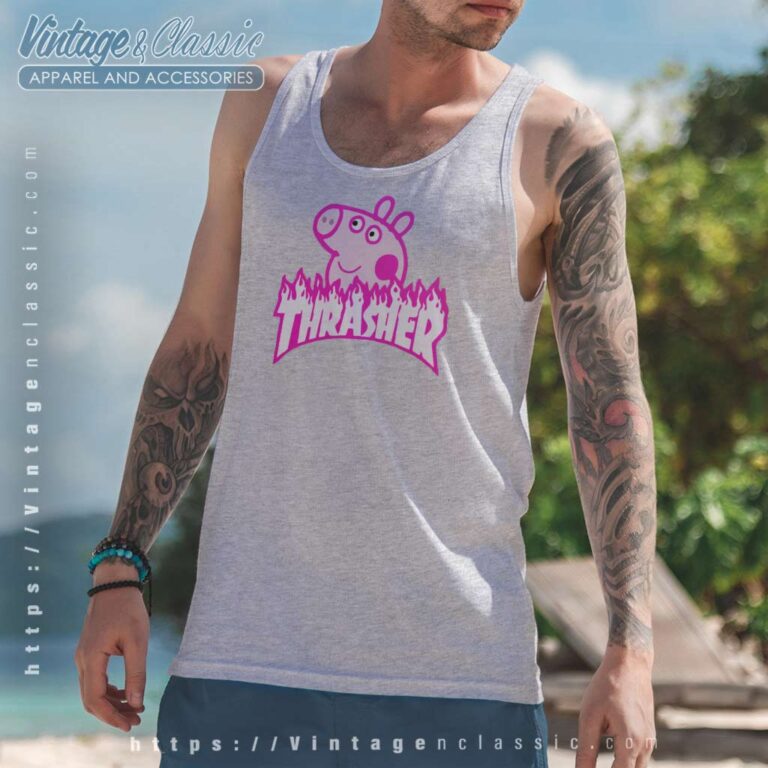 Thrasher Peppa Pig Flame Parody Tank Top Racerback Thrasher Peppa Pig Flame Parody Tank Top Racerback