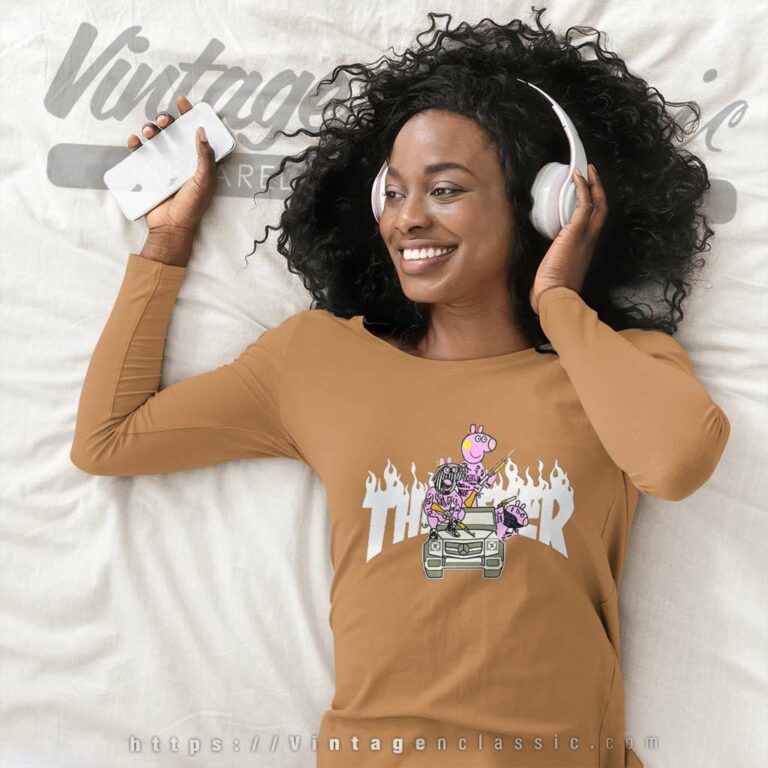 Thrasher Peppa Pig Gangster Shirt Long Sleeve Tee Thrasher Peppa Pig Gangster Shirt Long Sleeve Tee