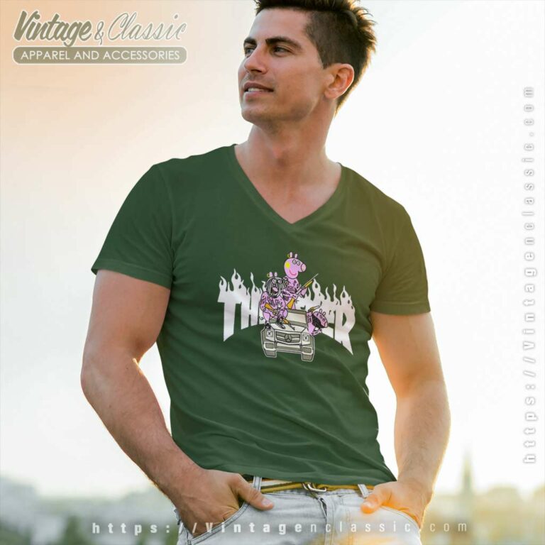 Thrasher Peppa Pig Gangster Shirt V Neck TShirt Thrasher Peppa Pig Gangster Shirt V Neck TShirt