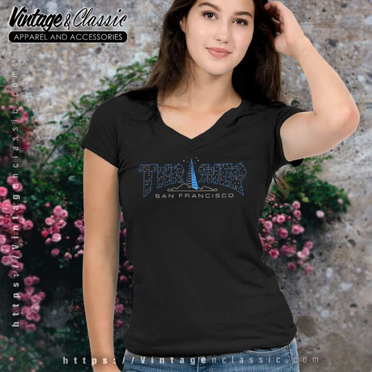 Thrasher Pyramid San Francisco V Neck TShirt Thrasher Pyramid San Francisco V Neck TShirt