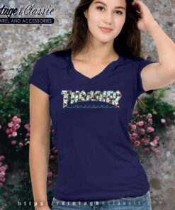 Thrasher Roses Vines Thorns V Neck TShirt
