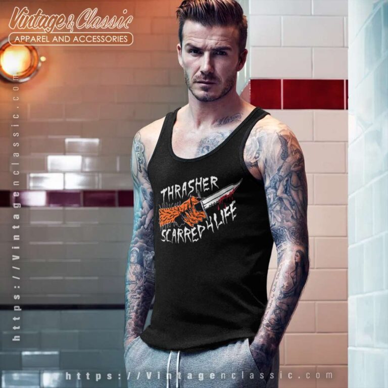 Thrasher Scarred 4 Life By Neckface Tank Top Racerback Thrasher Scarred 4 Life By Neckface Tank Top Racerback