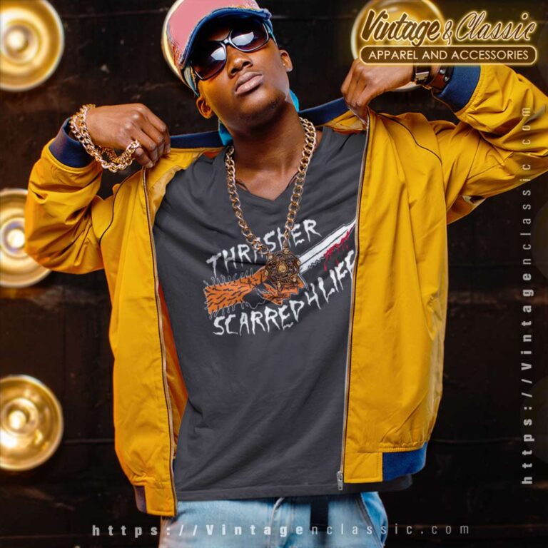 Thrasher Scarred 4 Life By Neckface V Neck TShirt Thrasher Scarred 4 Life By Neckface V Neck TShirt