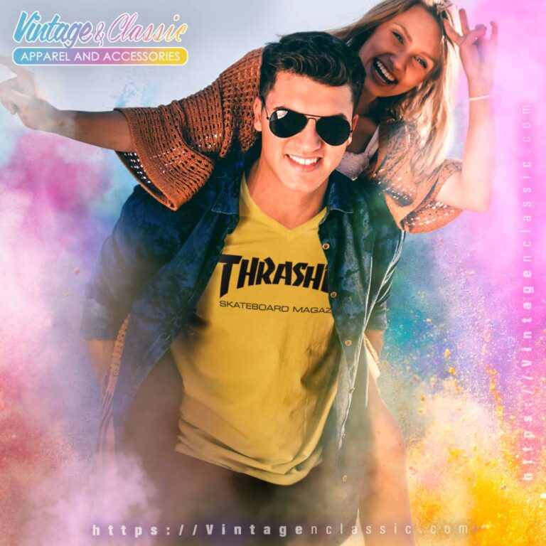 Thrasher Skateboard Magazine Logo V Neck TShirt Thrasher Skateboard Magazine Logo V Neck TShirt