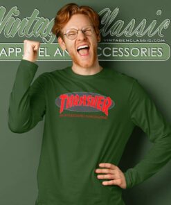 Thrasher Skateboard Spellout Big Logo Long Sleeve Tee