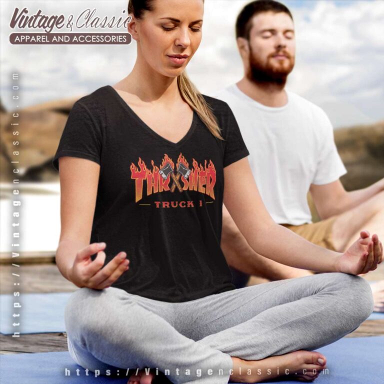 Thrasher Truck 1 Logo V Neck TShirt Thrasher Truck 1 Logo V Neck TShirt