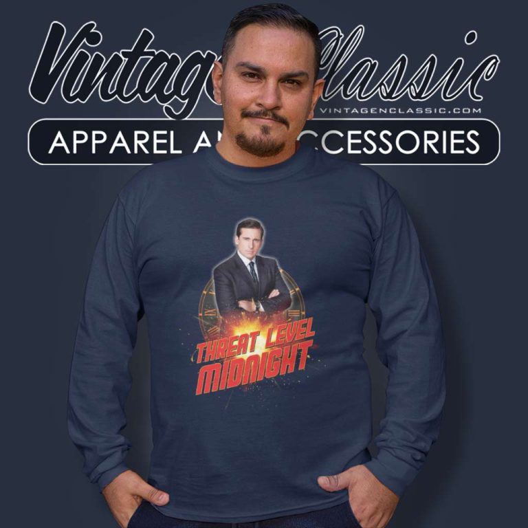 Threat Level Midnight Shirt Michael Scott Long Sleeve Tee Threat Level Midnight Shirt Michael Scott Long Sleeve Tee