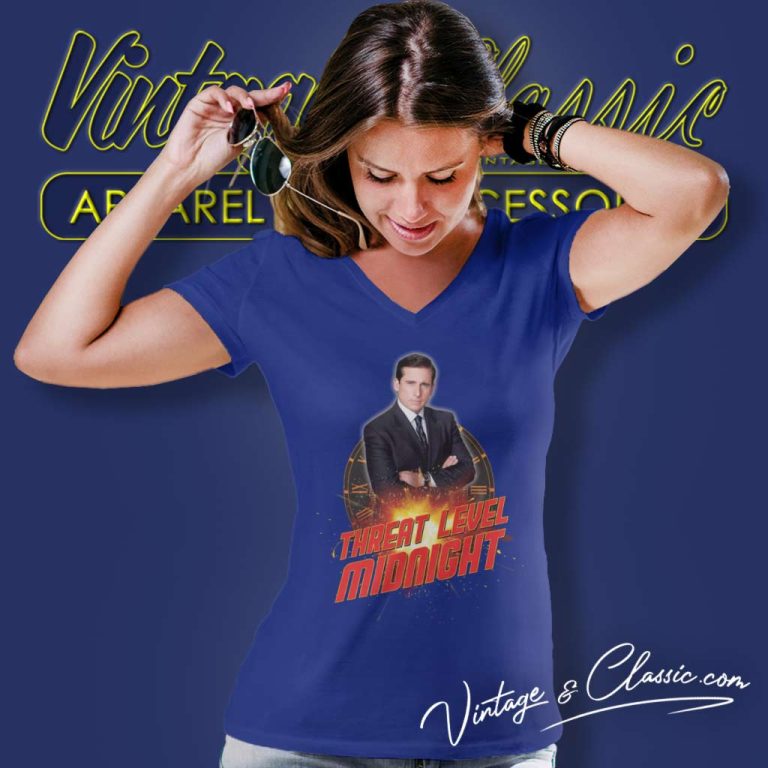 Threat Level Midnight Shirt Michael Scott V Neck TShirt Threat Level Midnight Shirt Michael Scott V Neck TShirt