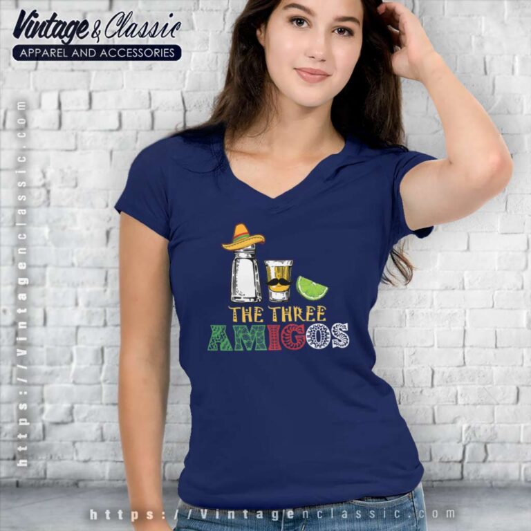 Three Amigos Salt Tequila Lime V Neck TShirt Three Amigos Salt Tequila Lime V Neck TShirt