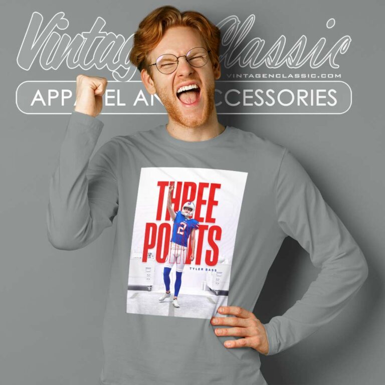 Three Points For Tyler Bass Buffalo Bills Vs New York Jets Long Sleeve Tee Three Points For Tyler Bass Buffalo Bills Vs New York Jets Long Sleeve Tee