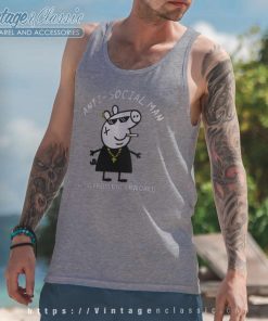 Thug Life Peppa Pig Anti Social Man Tank Top Racerback