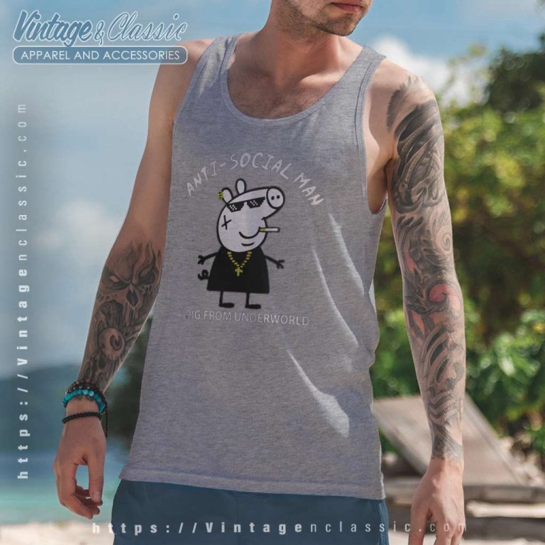 Thug Life Peppa Pig Anti Social Man Tank Top Racerback Thug Life Peppa Pig Anti Social Man Tank Top Racerback