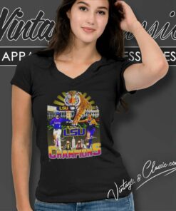 Tigers Lsu Champions Shirt Dylan Crews Vs Angel Reese Signatures V Neck TShirt