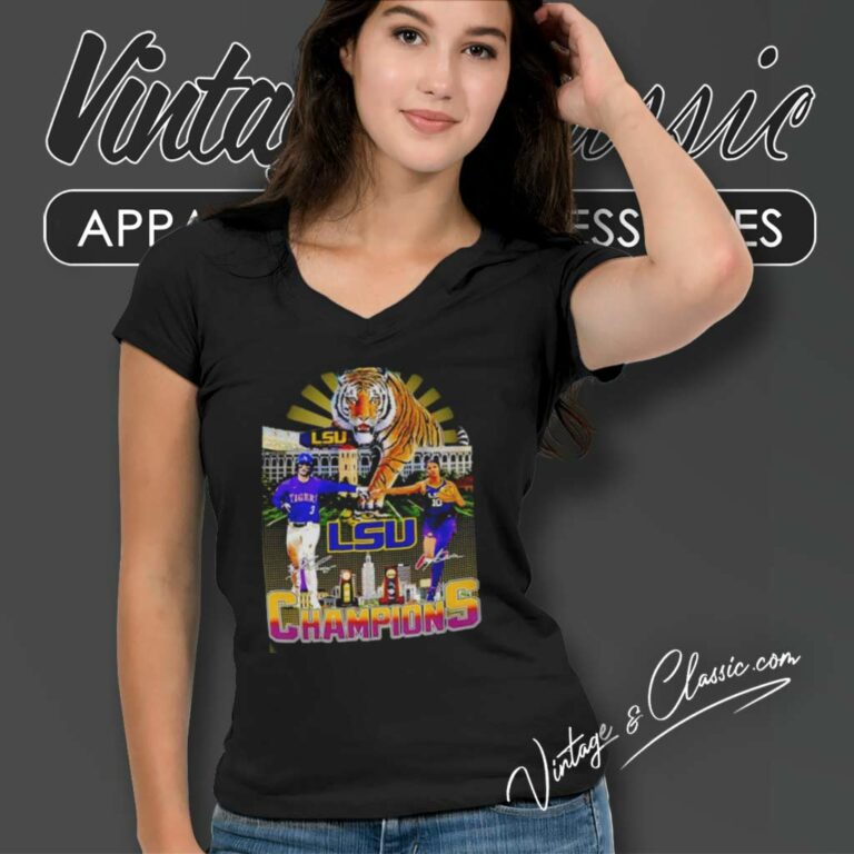 Tigers Lsu Champions Shirt Dylan Crews Vs Angel Reese Signatures V Neck TShirt Tigers Lsu Champions Shirt Dylan Crews Vs Angel Reese Signatures V Neck TShirt