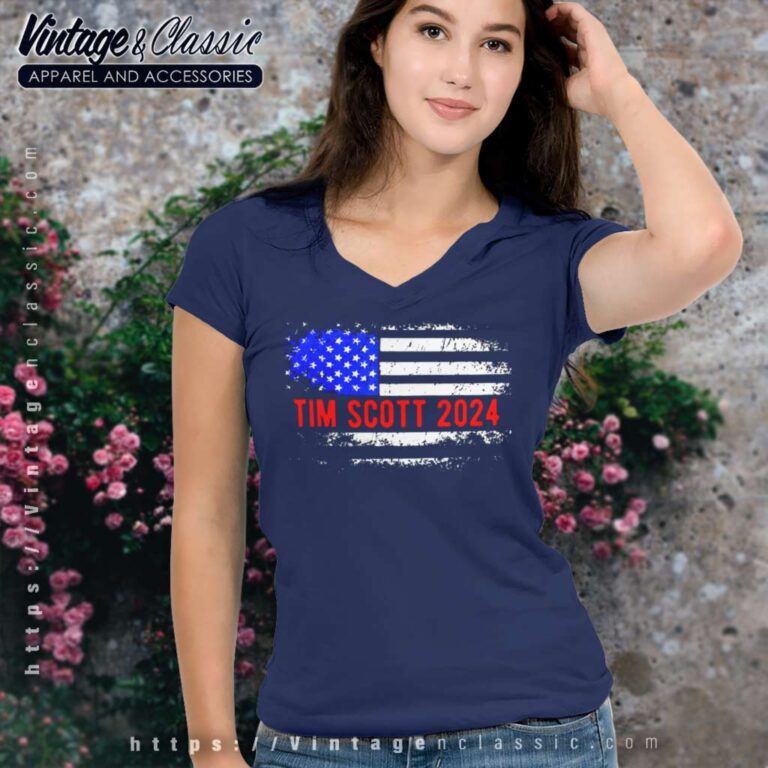 Tim Scott 2024 For President Flag V Neck TShirt Tim Scott 2024 For President Flag V Neck TShirt