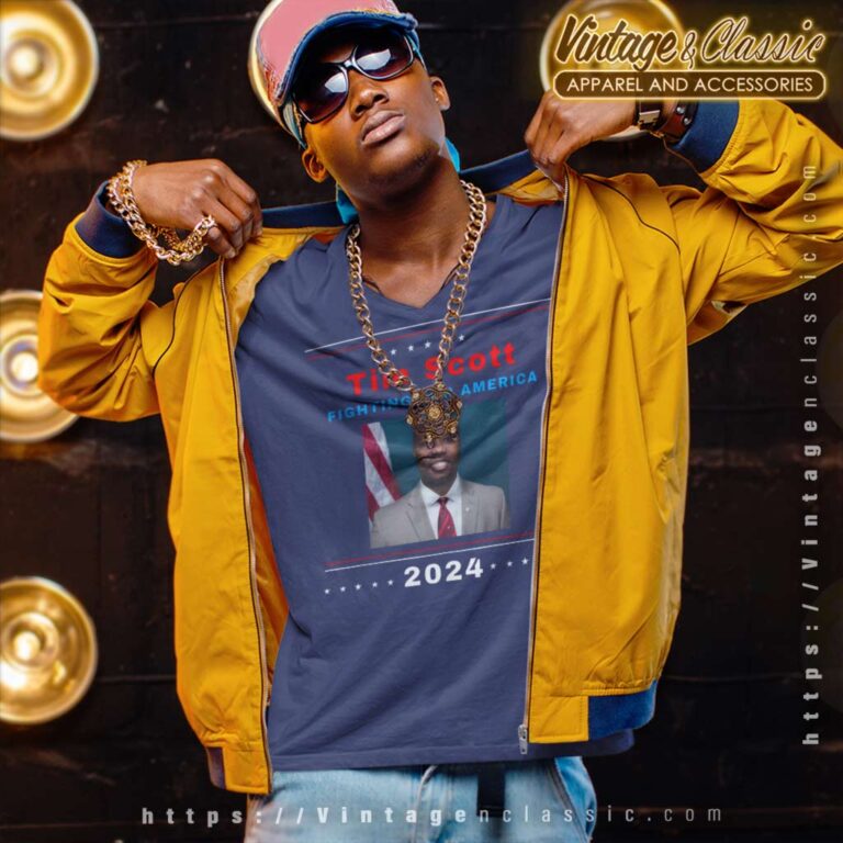 Tim Scott Fighting For America 2024 V Neck TShirt Tim Scott Fighting For America 2024 V Neck TShirt