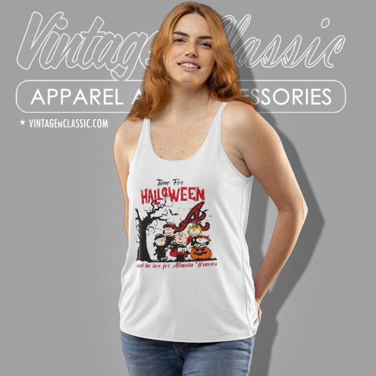 Snoopy Peanuts Time For Halloween And The Love For Atlanta Braves Tank Top Racerback Snoopy Peanuts Time For Halloween And The Love For Atlanta Braves Tank Top Racerback