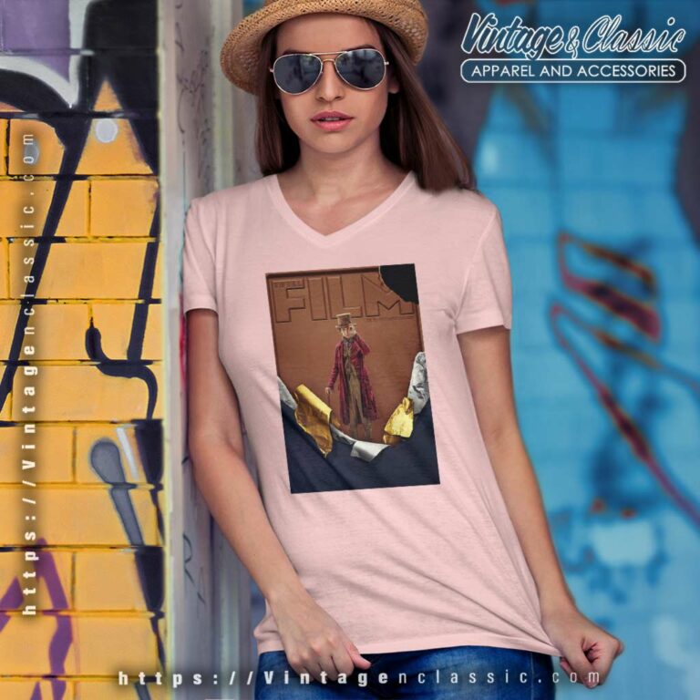 Timothee Chalamet Covers Shirt In Wonka Total Film V Neck TShirt Timothee Chalamet Covers Shirt In Wonka Total Film V Neck TShirt