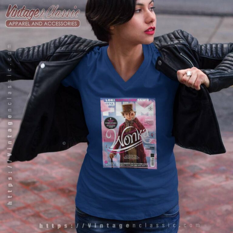 Timothee Chalamet In Wonka Total Film Poster Shirt New Look At V Neck TShirt Timothee Chalamet In Wonka Total Film Poster Shirt New Look At V Neck TShirt
