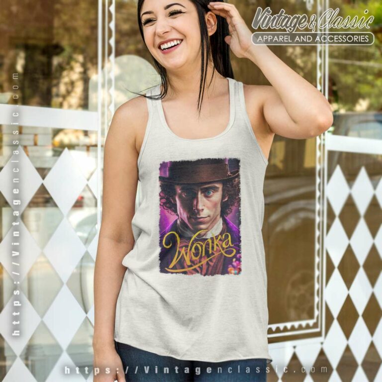 Timothee Chalamet Wonka Movie Poster Tank Top Racerback Timothee Chalamet Wonka Movie Poster Tank Top Racerback