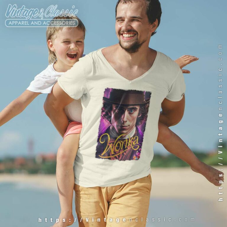 Timothee Chalamet Wonka Movie Poster V Neck TShirt Timothee Chalamet Wonka Movie Poster V Neck TShirt