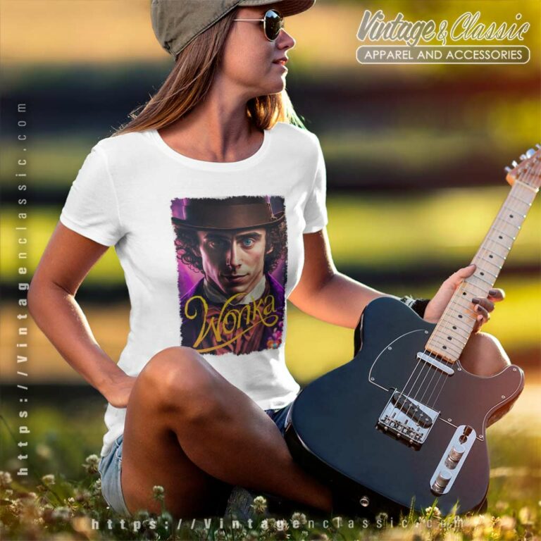 Timothee Chalamet Wonka Movie Poster Women TShirt Timothee Chalamet Wonka Movie Poster Women TShirt