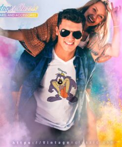 Tiny Toons Looney Tunes Tasmanian Devil Taz V Neck TShirt