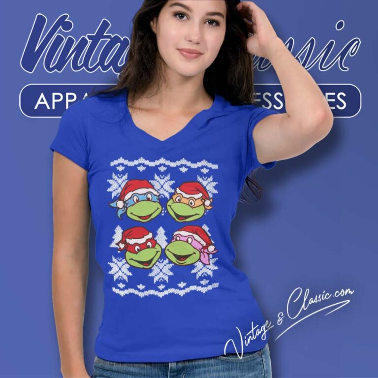 Tmnt Teenage Mutant Ninja Turtles Ugly Christmas V Neck TShirt Tmnt Teenage Mutant Ninja Turtles Ugly Christmas V Neck TShirt