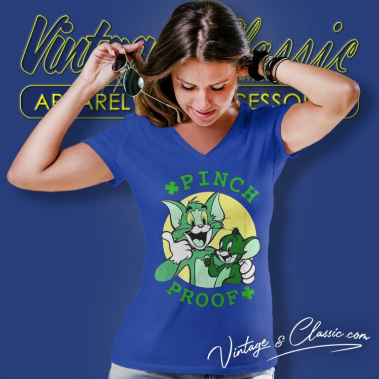 Tom And Jerry Pinch Proof St Paddys Day V Neck TShirt Tom And Jerry Pinch Proof St Paddys Day V Neck TShirt