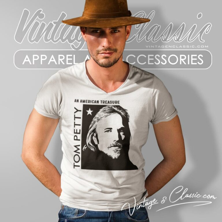 Tom Petty An American Treasure V Neck TShirt Tom Petty An American Treasure V Neck TShirt