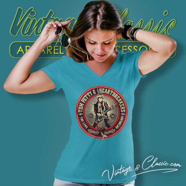 Tom Petty Anthology Logo V Neck TShirt Tom Petty Anthology Logo V Neck TShirt