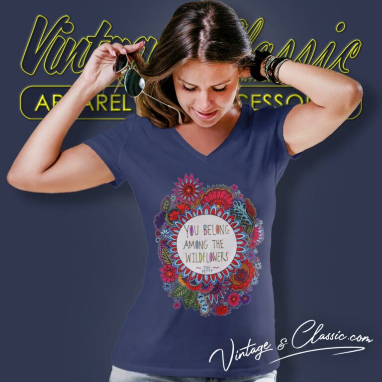 Tom Petty Wildflowers Album V Neck TShirt Tom Petty Wildflowers Album V Neck TShirt