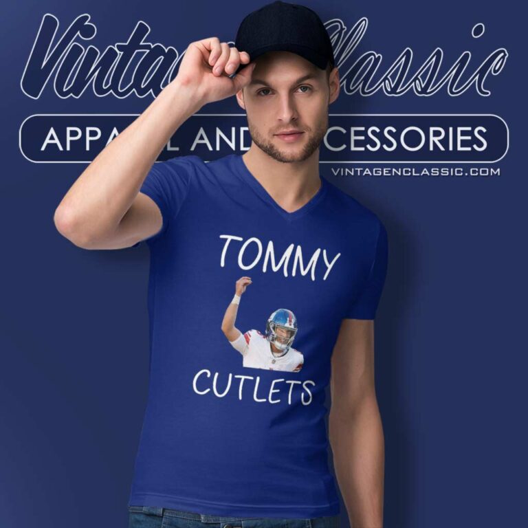 Tommy Cutlets Pinched Fingers Devito Giants V Neck TShirt Tommy Cutlets Pinched Fingers Devito Giants V Neck TShirt