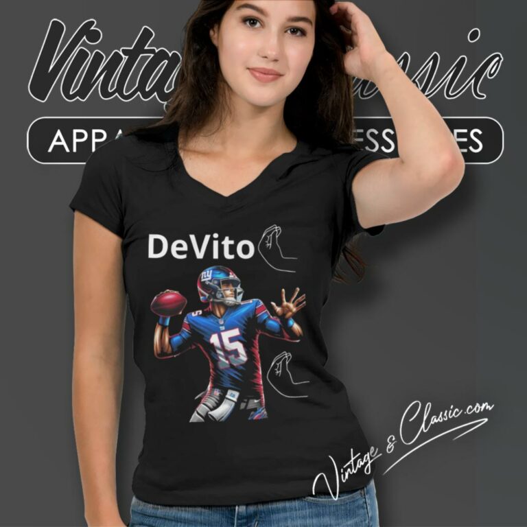 Tommy Devito New York Giants V Neck TShirt Tommy Devito New York Giants V Neck TShirt