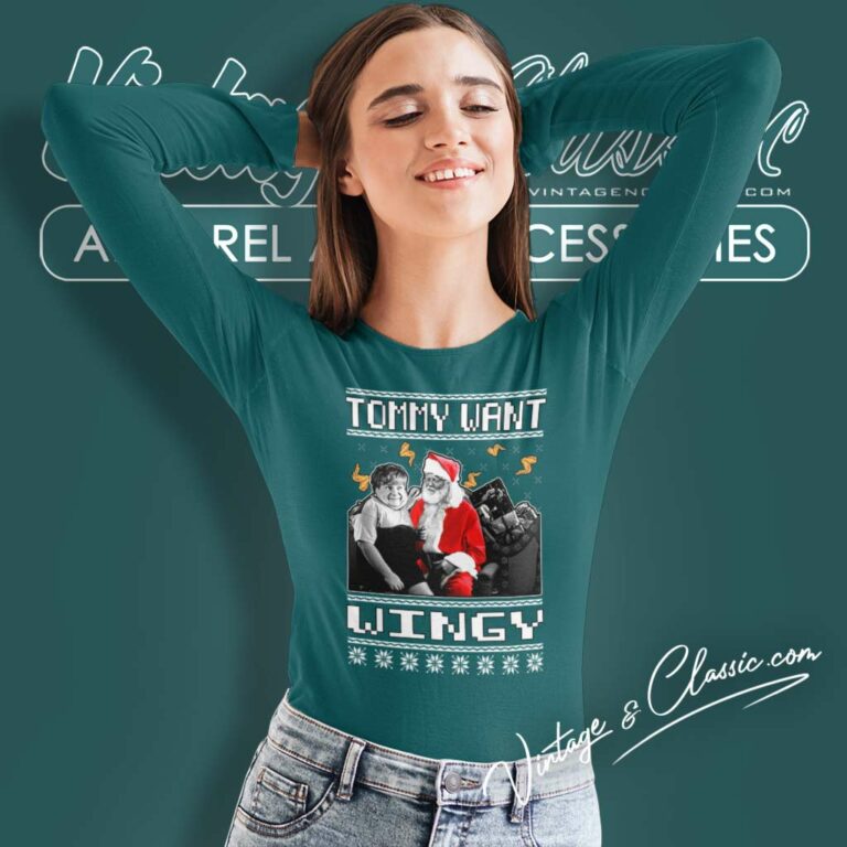 Tommy Want Wingy Farley Ugly Christmas Long Sleeve Tee Tommy Want Wingy Farley Ugly Christmas Long Sleeve Tee