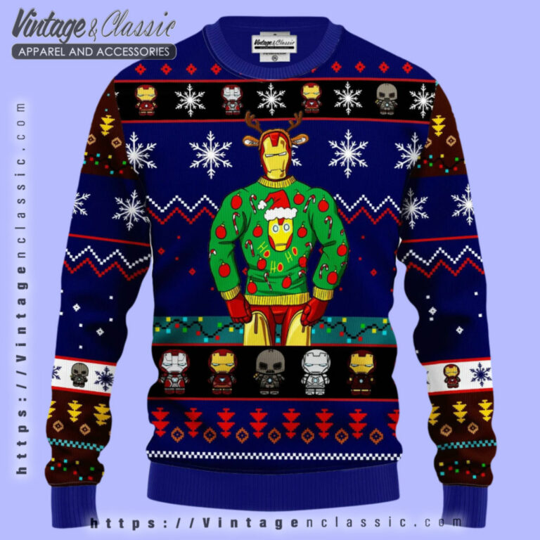 Tony Stark Superhero Ugly Christmas Sweater Ugly Christmas Sweater Tony Stark Superhero Ugly Christmas Sweater Ugly Christmas Sweater