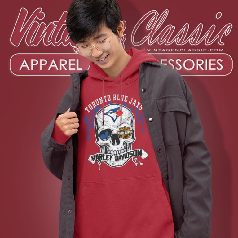 Toronto Blue Jays Harley Davidson Skull Hoodie Toronto Blue Jays Harley Davidson Skull Hoodie