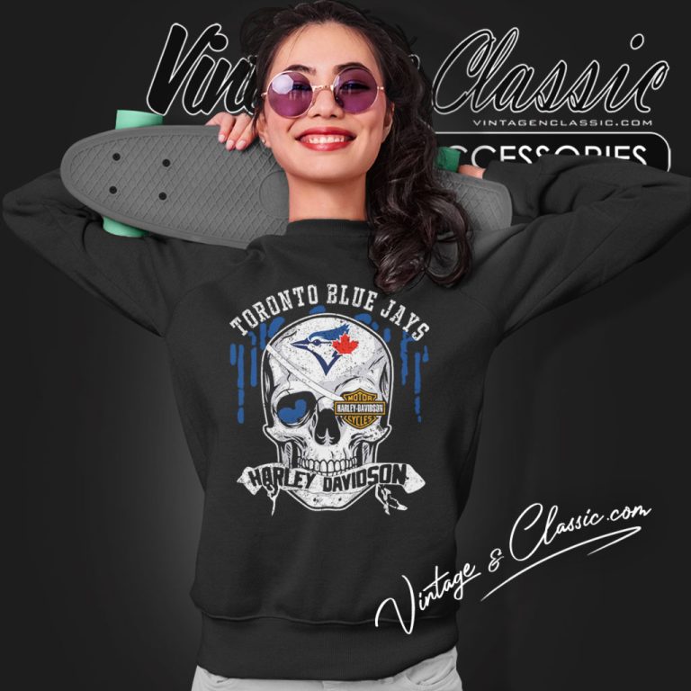 Toronto Blue Jays Harley Davidson Skull Sweatshirt Toronto Blue Jays Harley Davidson Skull Sweatshirt