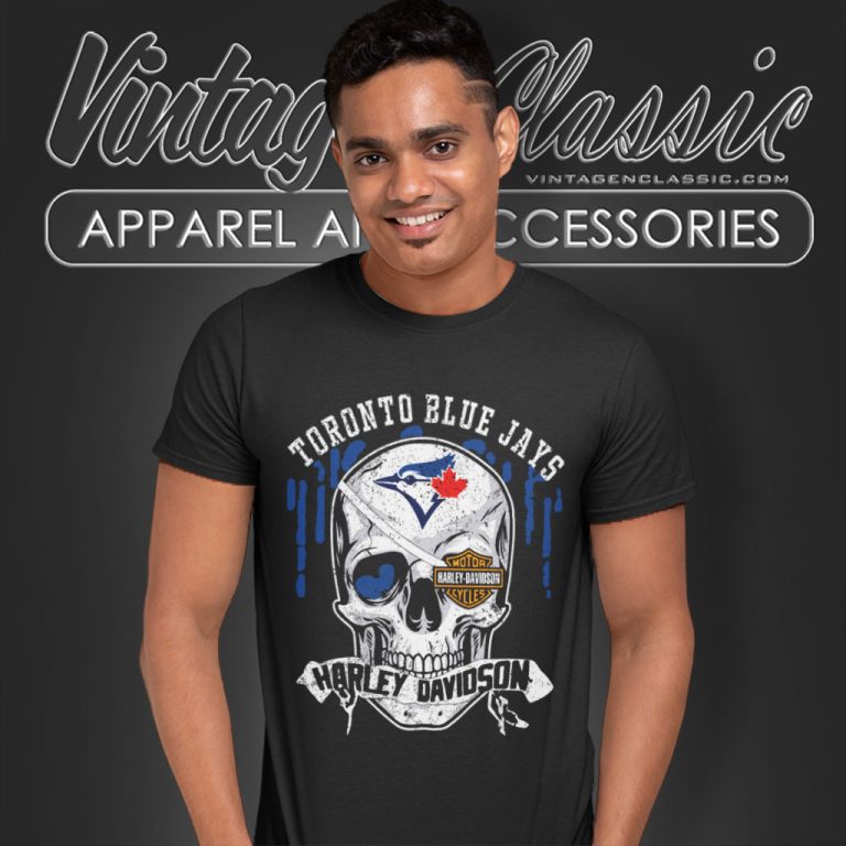 Toronto Blue Jays Harley Davidson Skull T Shirt Toronto Blue Jays Harley Davidson Skull T Shirt