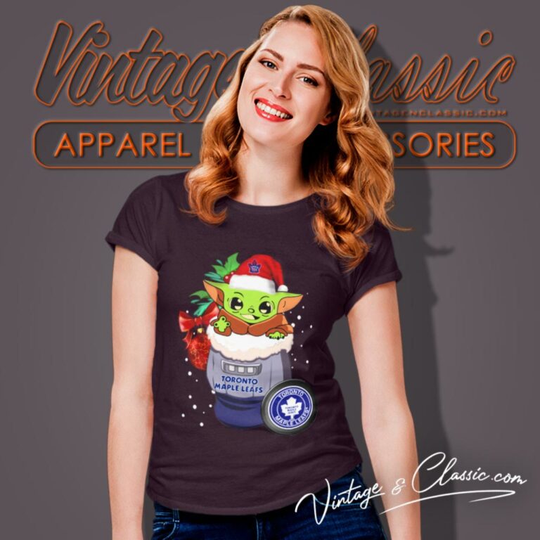 Toronto Maple Leafs Christmas Baby Yoda Star Wars Funny Women T Shirt Toronto Maple Leafs Christmas Baby Yoda Star Wars Funny Women T Shirt