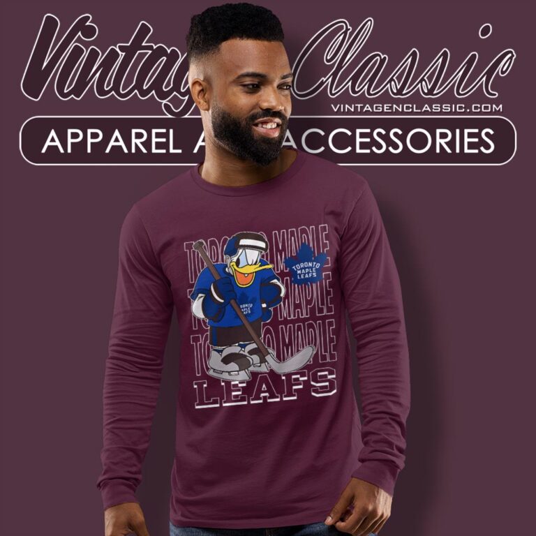 Toronto Maple Leafs Donald Duck Hockey Shirt Long Sleeve Tee Toronto Maple Leafs Donald Duck Hockey Shirt Long Sleeve Tee