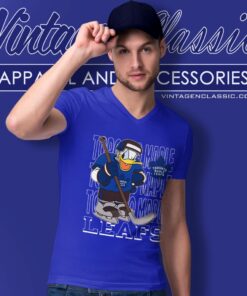 Toronto Maple Leafs Donald Duck Hockey Shirt V Neck TShirt
