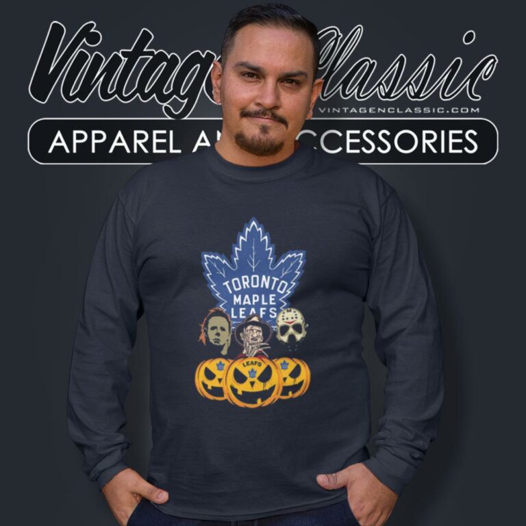Toronto Maple Leafs Halloween Horror Movie Pumpkin Long Sleeve Tee Toronto Maple Leafs Halloween Horror Movie Pumpkin Long Sleeve Tee