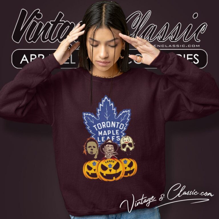 Toronto Maple Leafs Halloween Horror Movie Pumpkin Sweatshirt Toronto Maple Leafs Halloween Horror Movie Pumpkin Sweatshirt