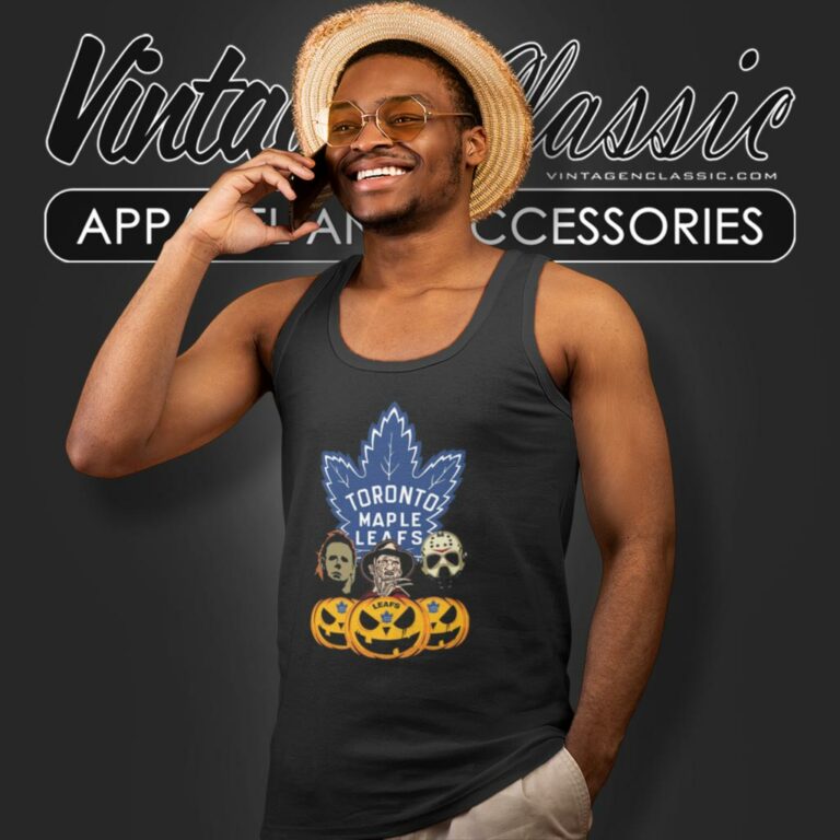 Toronto Maple Leafs Halloween Horror Movie Pumpkin Tank Top Racerback Toronto Maple Leafs Halloween Horror Movie Pumpkin Tank Top Racerback