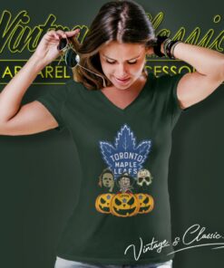 Toronto Maple Leafs Halloween Horror Movie Pumpkin V Neck TShirt