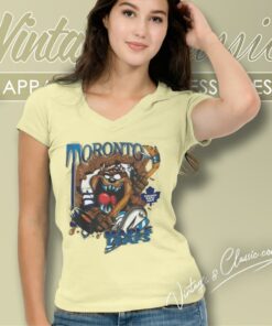 Toronto Maple Leafs Looney Tunes Taz Hockey V Neck TShirt