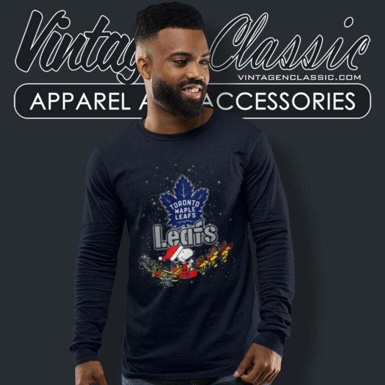 Toronto Maple Leafs Santa Snoopy And Woodstock Christmas Long Sleeve Tee Toronto Maple Leafs Santa Snoopy And Woodstock Christmas Long Sleeve Tee