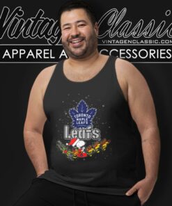 Toronto Maple Leafs Santa Snoopy And Woodstock Christmas Shirt 5 Toronto Maple Leafs Santa Snoopy And Woodstock Christmas Tank Top Racerback